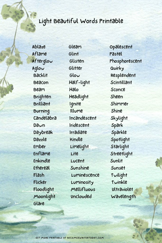 67 Beautiful Words Related To Light To Help Your Writing